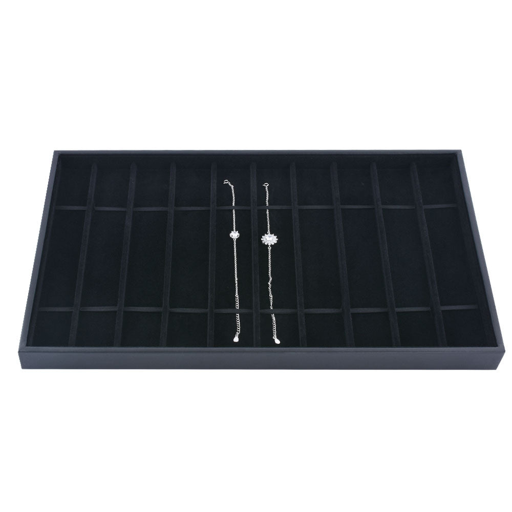 bracelet display and watch display - Black Bracelet Watch Display Tray T001-BR PU-BK front view