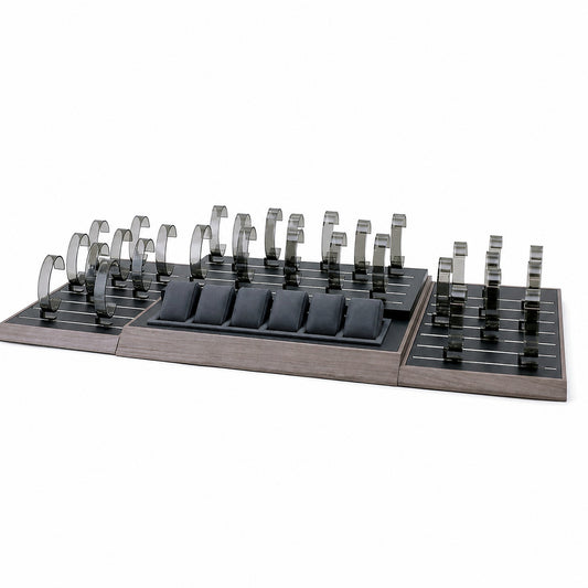 bracelet display and watch display - Custom Gray Modular Watch Bracelet Display Tray CWD029 front view
