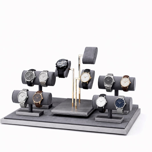 bracelet display and watch display - Custom Gray T-Bar Watch Bracelet Display Set CWD002 open view