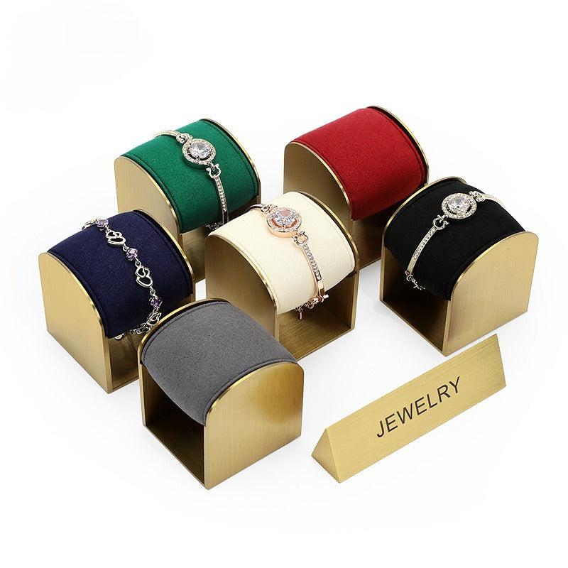 bracelet display and watch display - Metal Microfiber Stand Watches Bracelets Watch C01329 front view