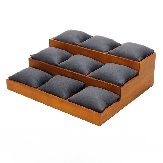 bracelet display and watch display - Wood Microfiber Watch Bracelet Display Tray C01137 open view
