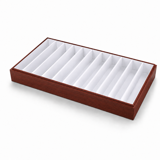 bracelet display - 11 White Wooden Bracelet Tray T025C11-W front view
