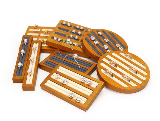 bracelet display - Wooden Wood Display Tray Rings Bracelets C00833 front view