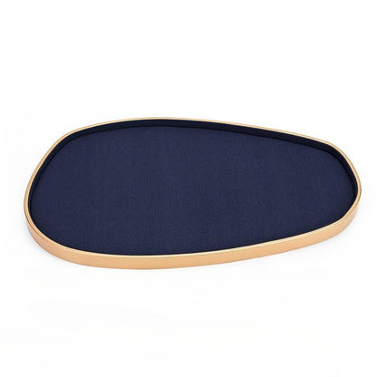 Navy Blue Velvet Jewelry Display Set with Rose Gold Trim - Complete Stand for Rings, Necklaces & Bracelets