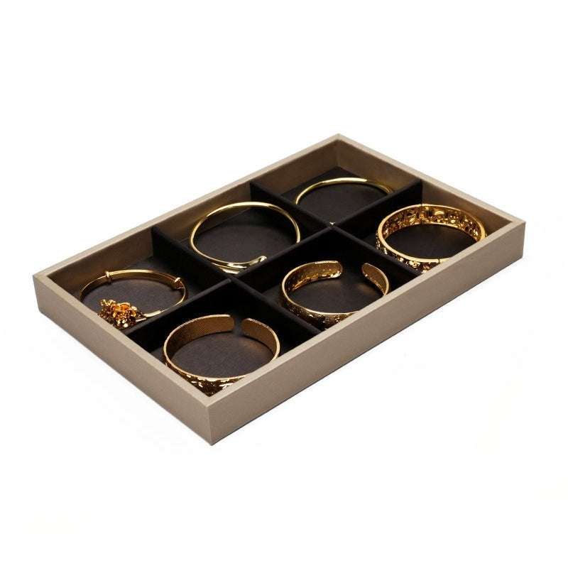 Black & Beige PU Leather Jewelry Display Set - Modular Counter Stand with Busts, Ring, Earring & Bracelet Holders