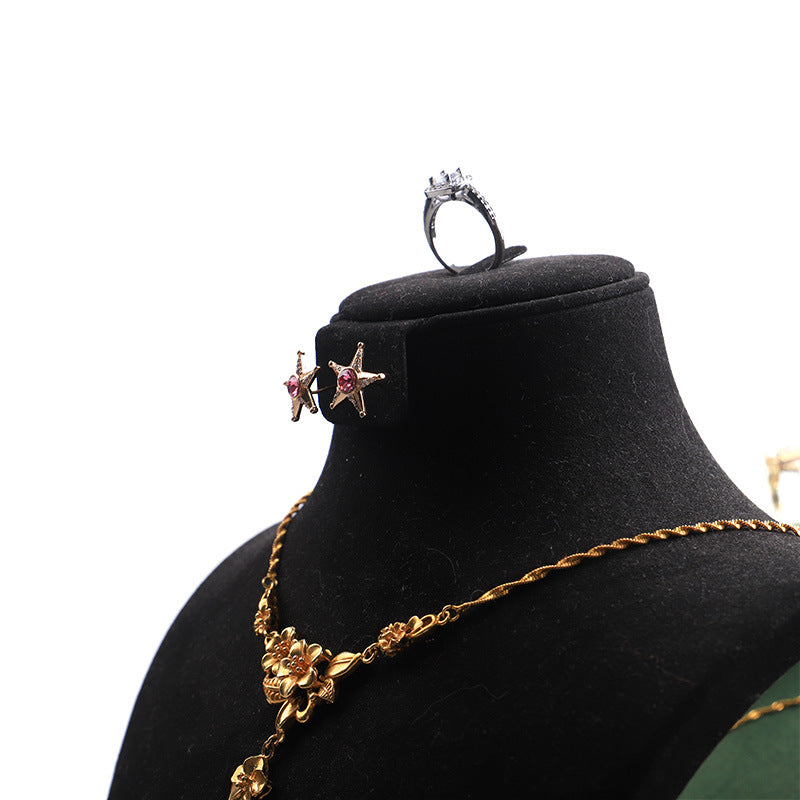 Custom brushed-leather necklace display bust - view 2