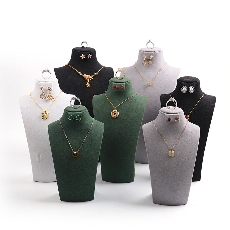 Custom brushed-leather necklace display bust - view 4