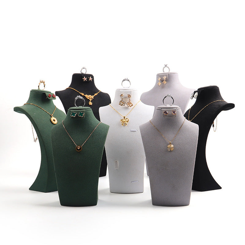 Custom brushed-leather necklace display bust - view 5