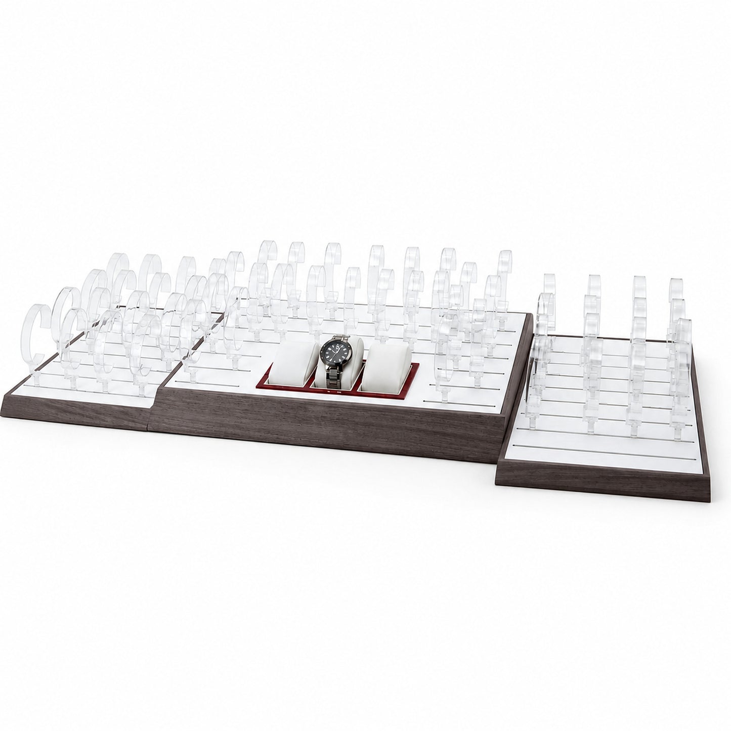 Custom Clear Acrylic Watch Tray Collection without the backboard for configuration review