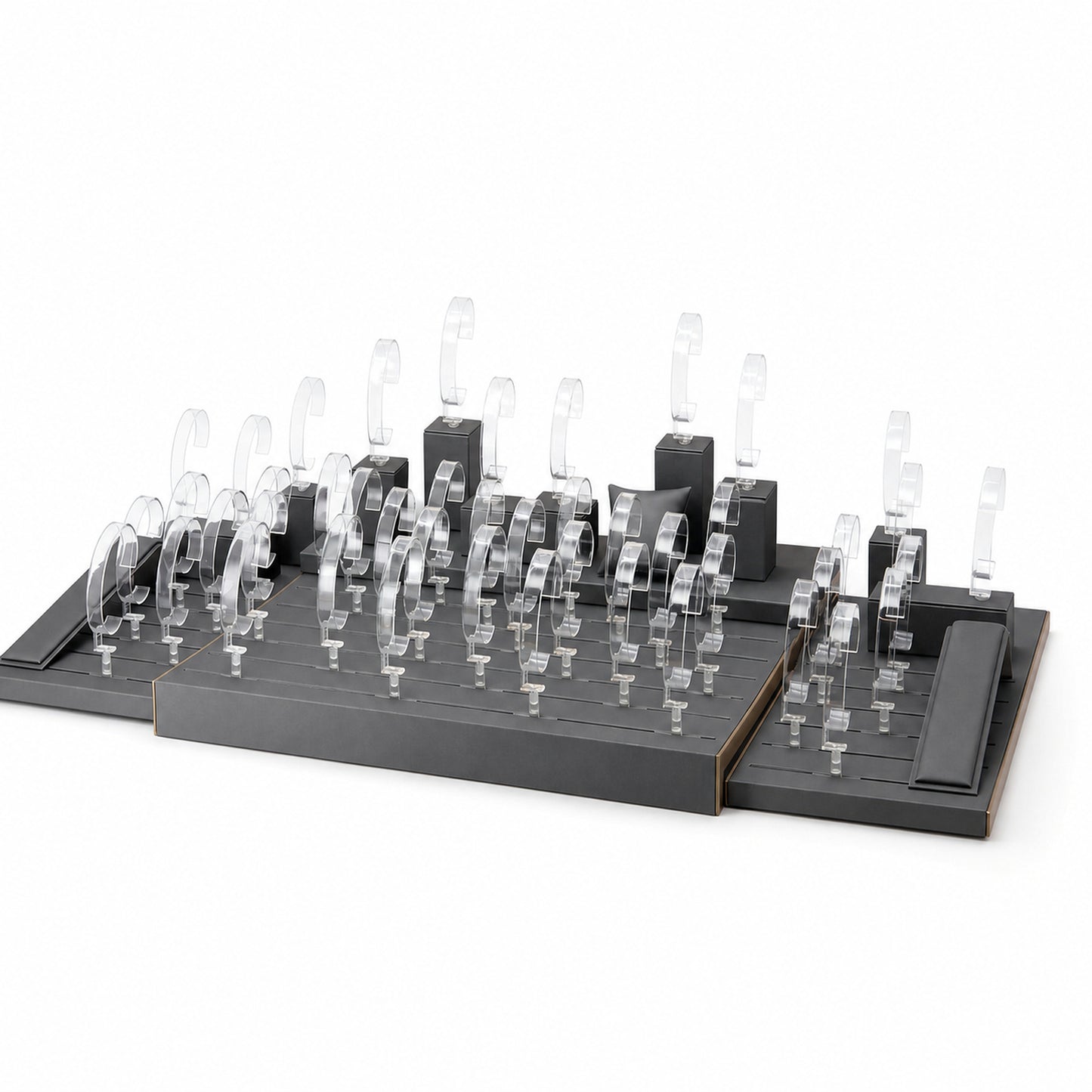 Custom Gray Clear Watch Counter Display Set without the backboard for configuration review