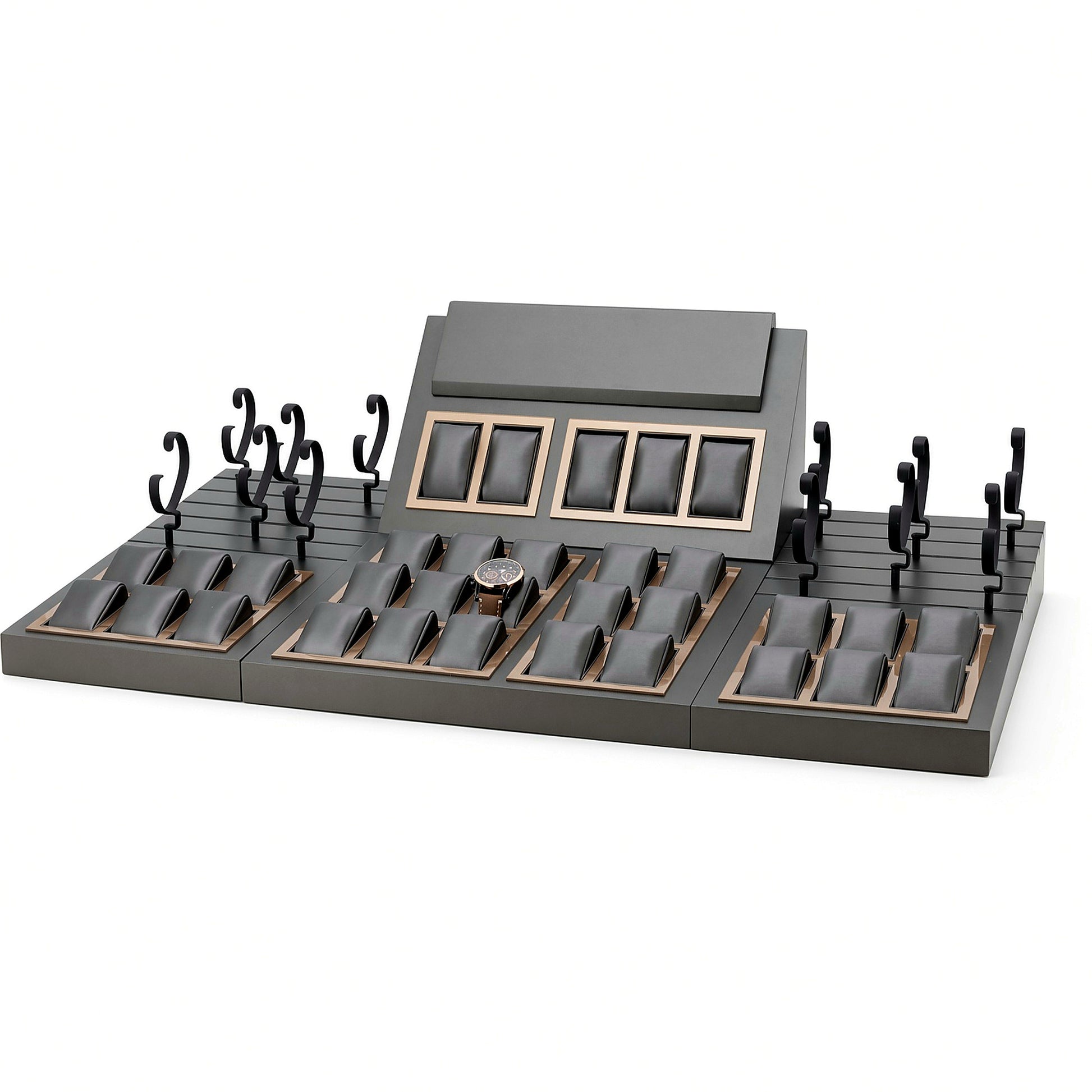 Custom Gray Modular Watch Tray and Holder Set without the backboard for configuration review