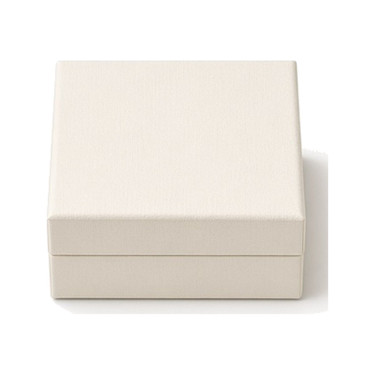Off-white custom lid-and-base jewelry box in 9 x 9 x 4 cm