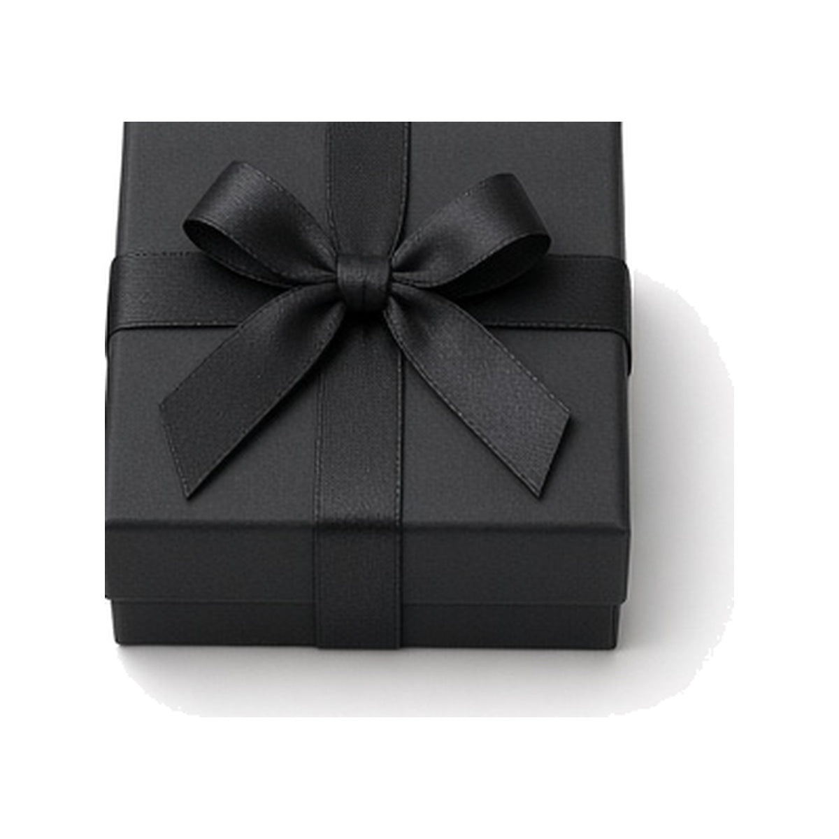 Black ribbon closure custom jewelry box in 10 x 10 x 3.5 cm