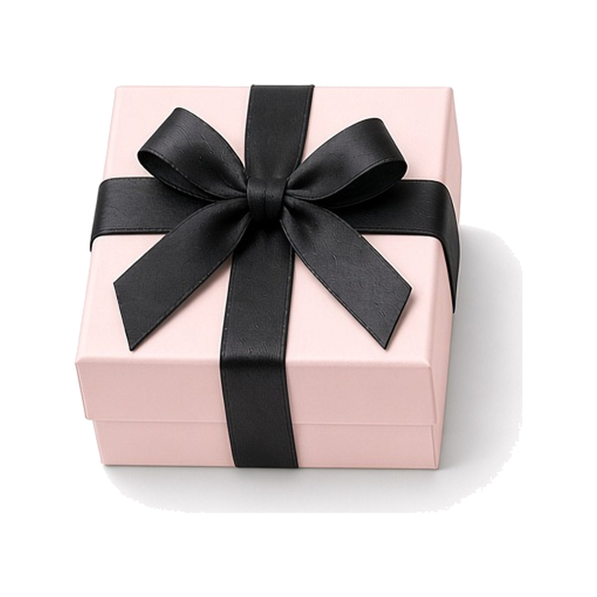 Pale pink ribbon closure custom jewelry box in 5 x 5 x 3.5 cm