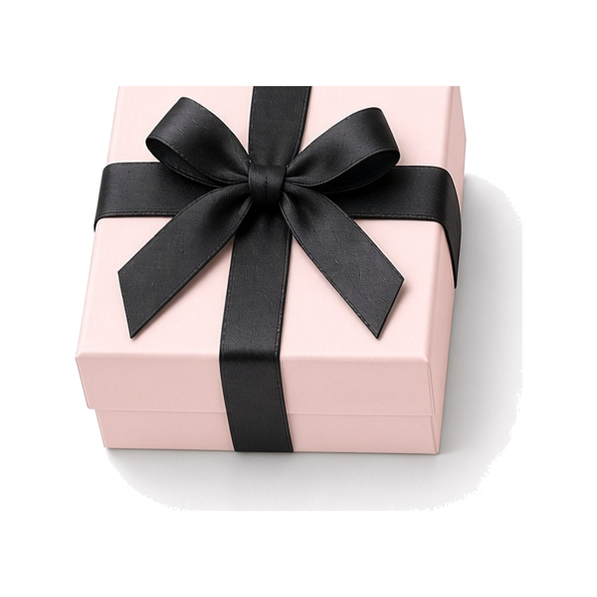 Pale pink ribbon closure custom jewelry box in 9 x 9 x 5 cm