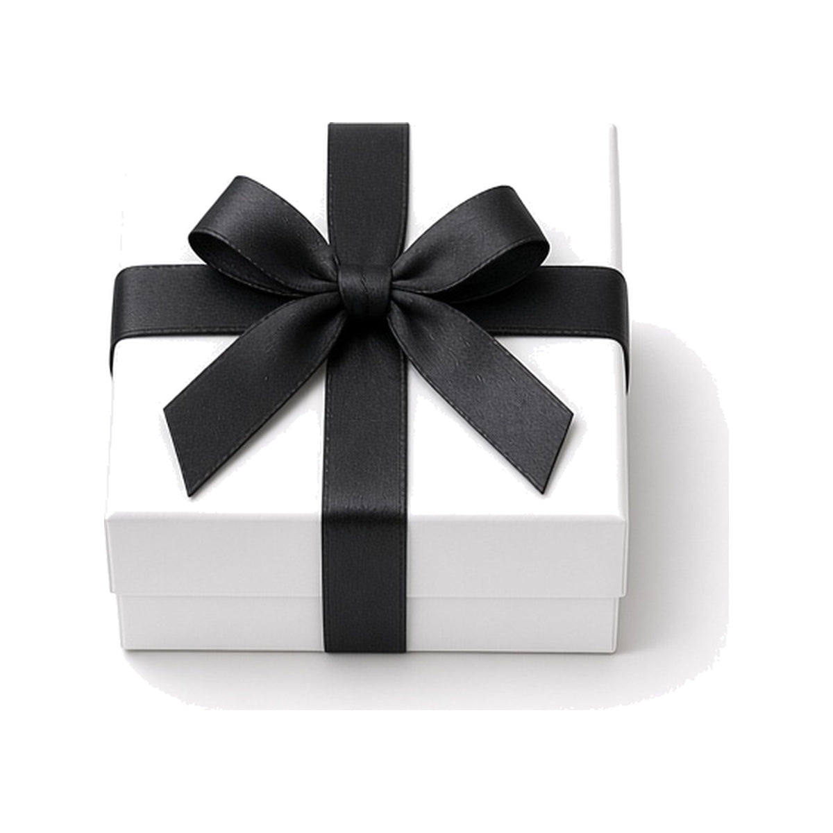White ribbon closure custom jewelry box in 7 x 7 x 3.5 cm