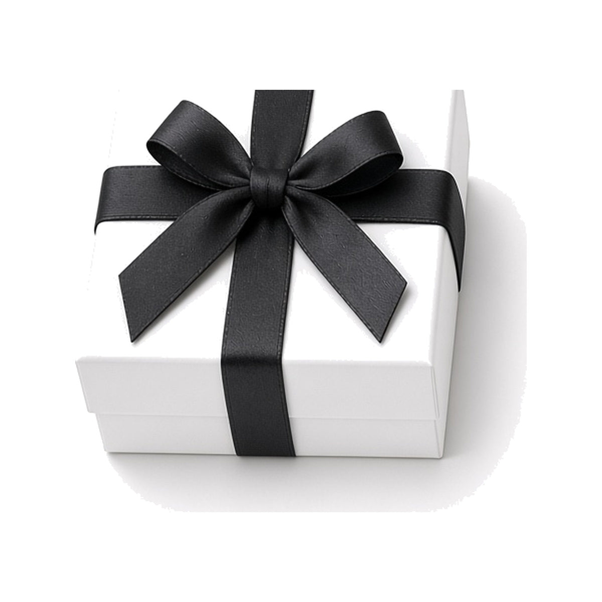 White ribbon closure custom jewelry box in 9 x 9 x 5 cm