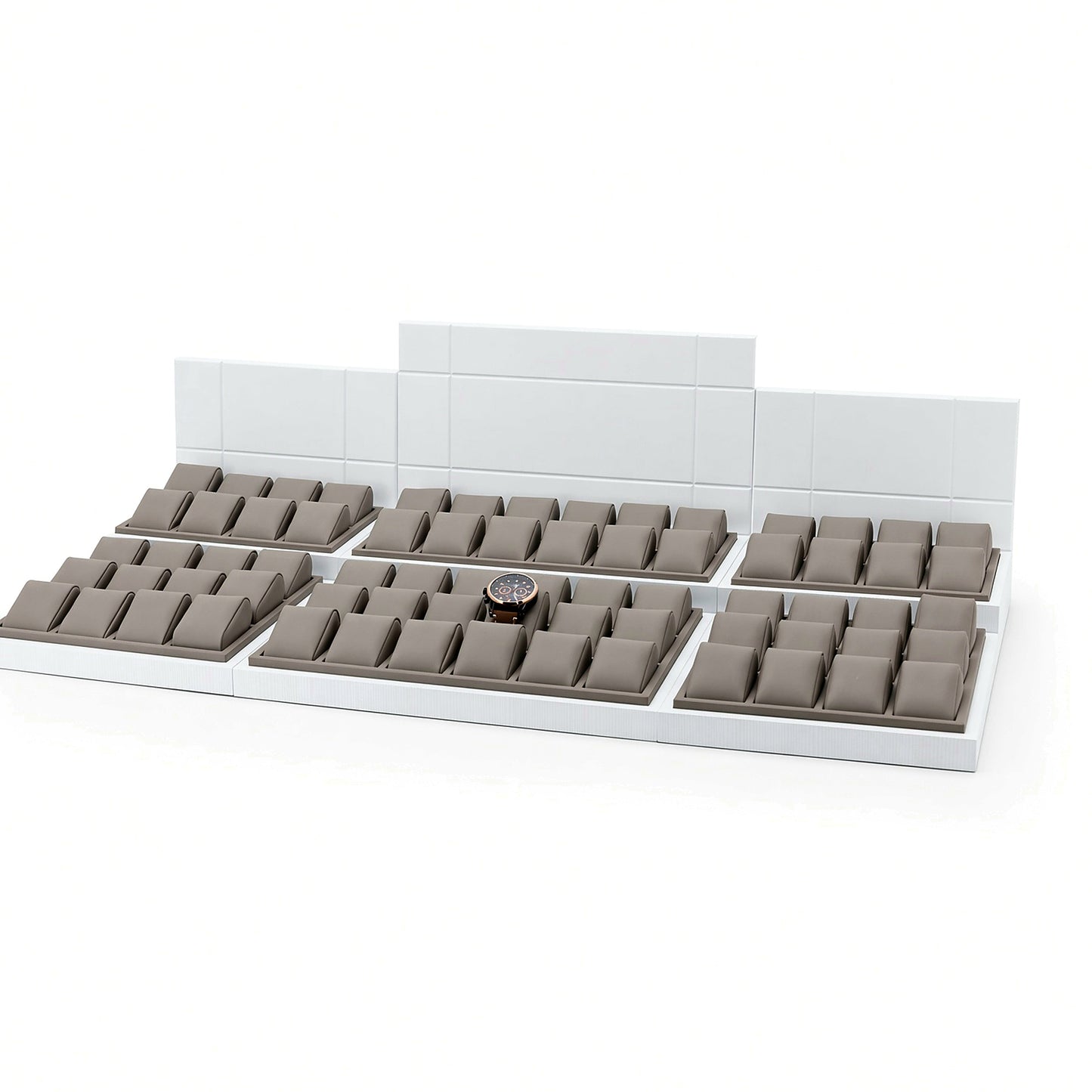 Custom White Modular Watch Pillow Tray with the full backboard for configuration review