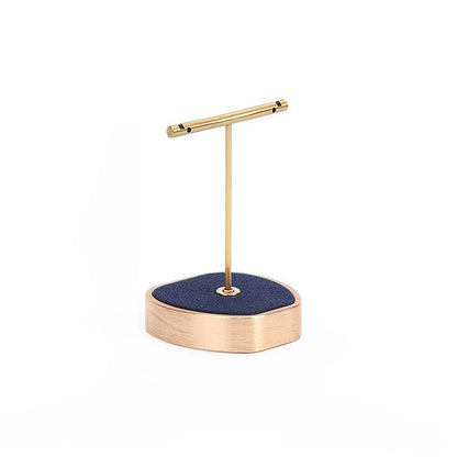 Navy Blue Velvet Jewelry Display Set with Rose Gold Trim - Complete Stand for Rings, Necklaces & Bracelets