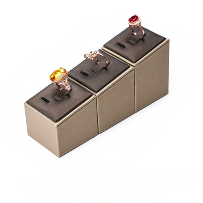 Black & Beige PU Leather Jewelry Display Set - Modular Counter Stand with Busts, Ring, Earring & Bracelet Holders
