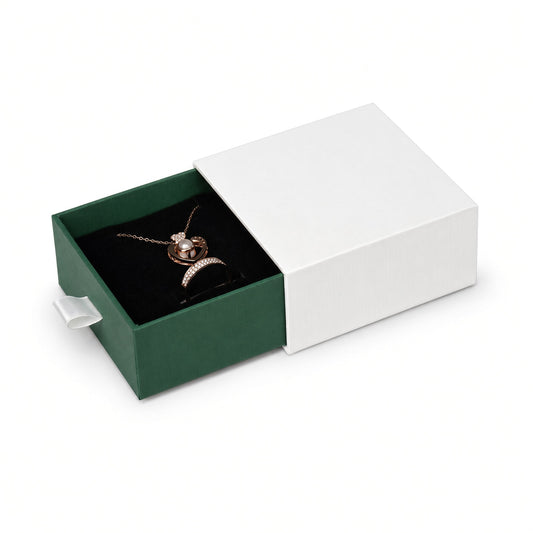 Green drawer ring box for rings, earrings, studs, pendants and compact necklaces — product view 6.