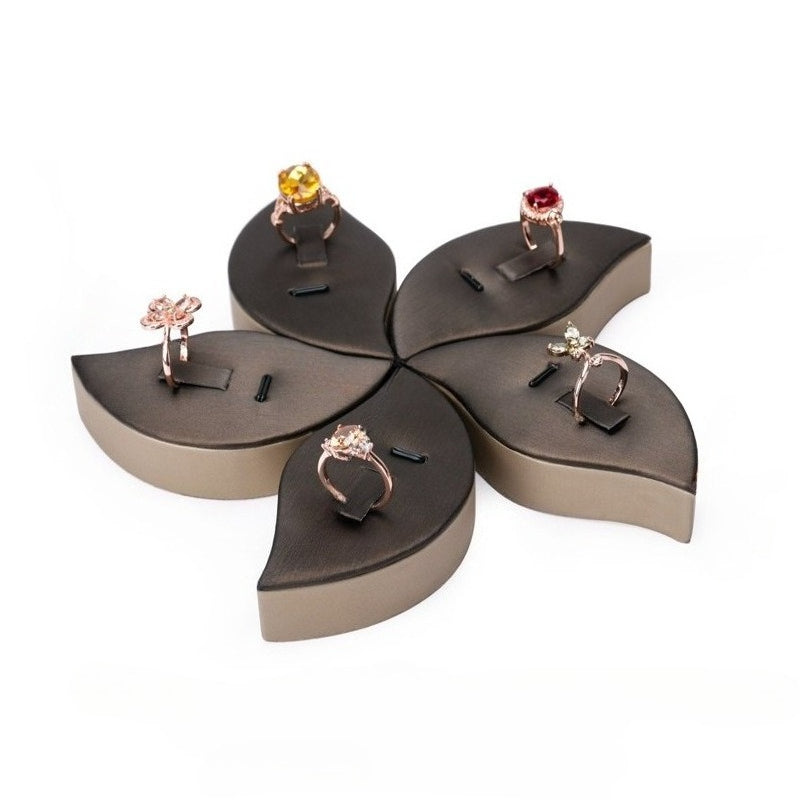 Black & Beige PU Leather Jewelry Display Set - Modular Counter Stand with Busts, Ring, Earring & Bracelet Holders