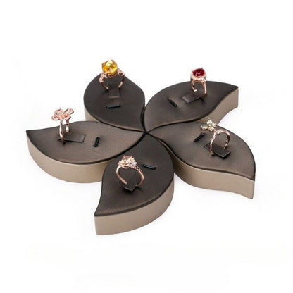 Black & Beige PU Leather Jewelry Display Set - Modular Counter Stand with Busts, Ring, Earring & Bracelet Holders