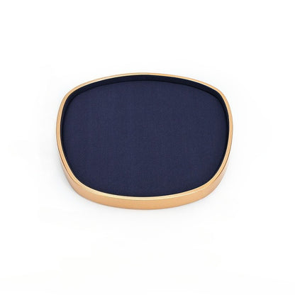 Navy Blue Velvet Jewelry Display Set with Rose Gold Trim - Complete Stand for Rings, Necklaces & Bracelets