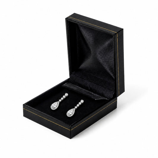earring box - 12pcs Black Gold Earring Box Boxes Display LE6-BK BK front view