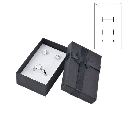 earring box - 24pcs Black Earring Boxes B10-32-BK front view