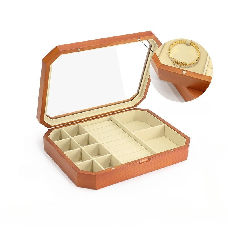 earring box and necklace box - Wooden Wood Box Rings Necklaces Earrings C01801 detail view