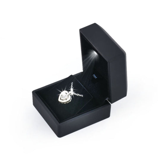 earring box and pendant box - 12PCS Black LED Pendant & Earring Boxes LB30E-BK front view