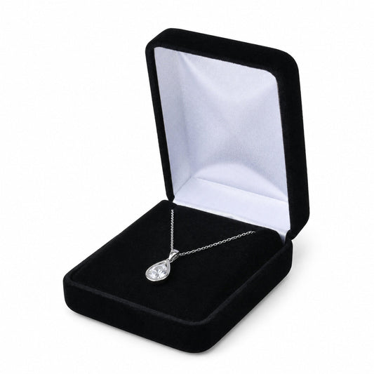 earring box and pendant box - Black Velvet Pendant and Earring Boxes - 12 Pack YE4-BK front view