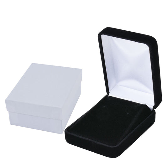 earring box and pendant box - Black Velvet Pendant and Earring Boxes - 12 Pack YE4-BK open view
