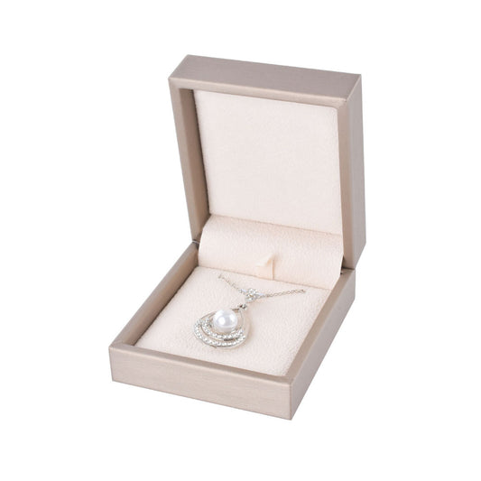 earring box and pendant box - 12pcs Champagne PU Pendant Earring Boxes Display P06P-C BE front view