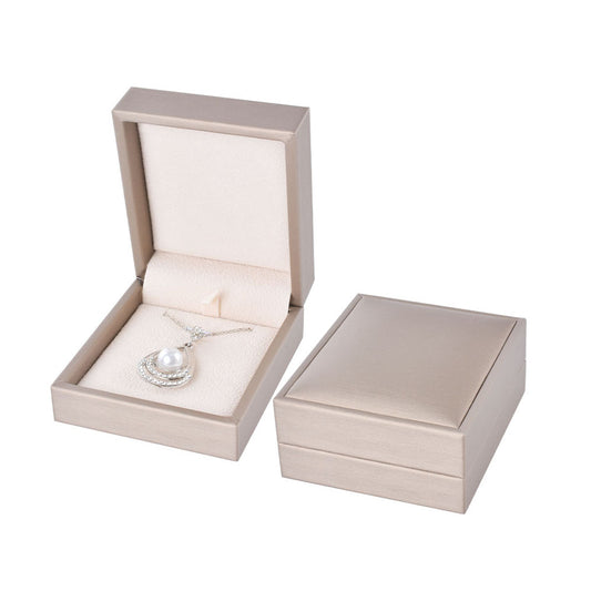 earring box and pendant box - 12pcs Champagne PU Pendant Earring Boxes Display P06P-C BE open view