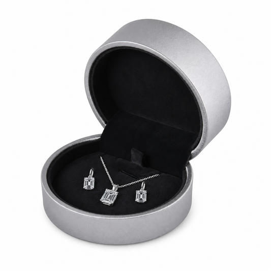 earring box and pendant box and necklace box - 12pcs Gray PU Leather Pendant Earring Necklace P04P-GR front view