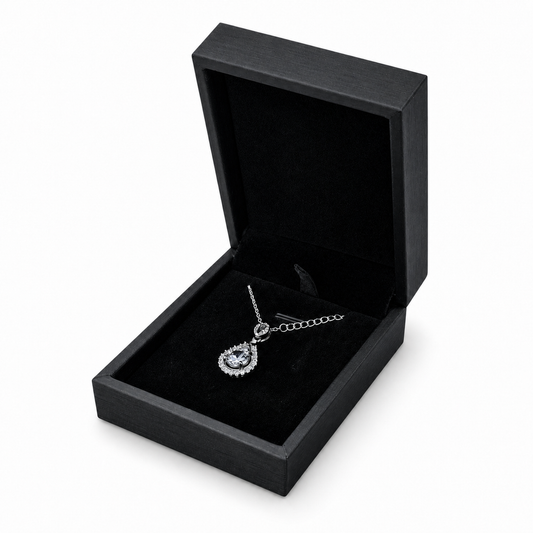 earring box and pendant box - 12pcs Black Champagne PU Leather Pendant Earring P06P-BK BK front view