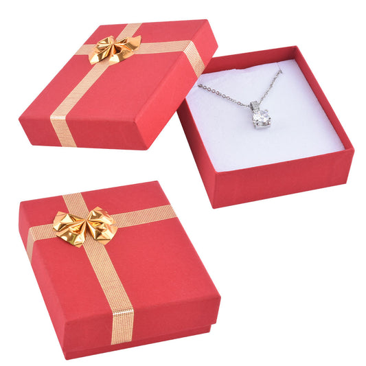 earring box and pendant box - 24 Red Silver Cardboard Pendant Earring Boxes BB09-RP open view