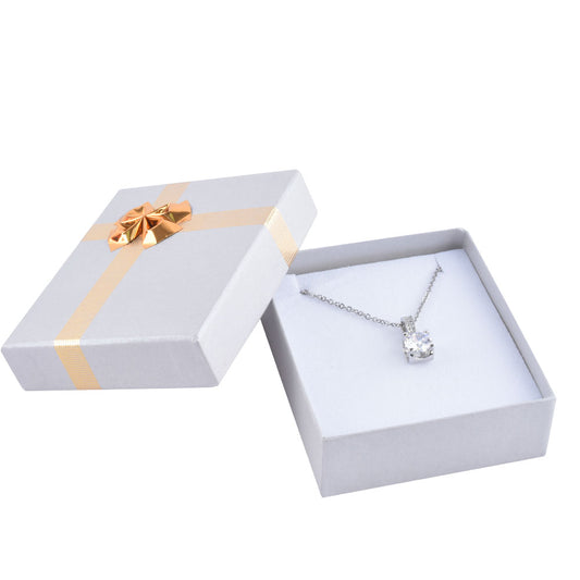 earring box and pendant box - 24 Silver White Cardboard Pendant Earring Boxes BB09-SLP open view