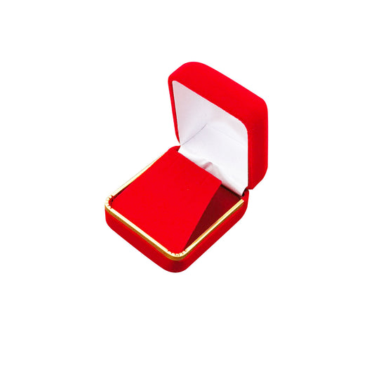 earring box - Red Velvet Earring Boxes with Gold Trim - 12 Pack SE3-RD open view
