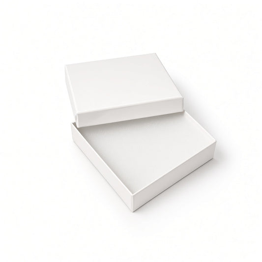 earring box - White Glossy Square Earring Cotton-Filled Jewelry Box 100-Piece Pack BX2833WG front view