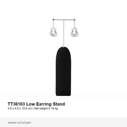 earring display - Black Microfiber Low Earring Display Stand C03008 front view