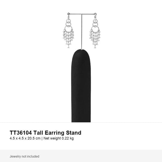 earring display - Black Microfiber Tall Earring Display Stand C03009 front view
