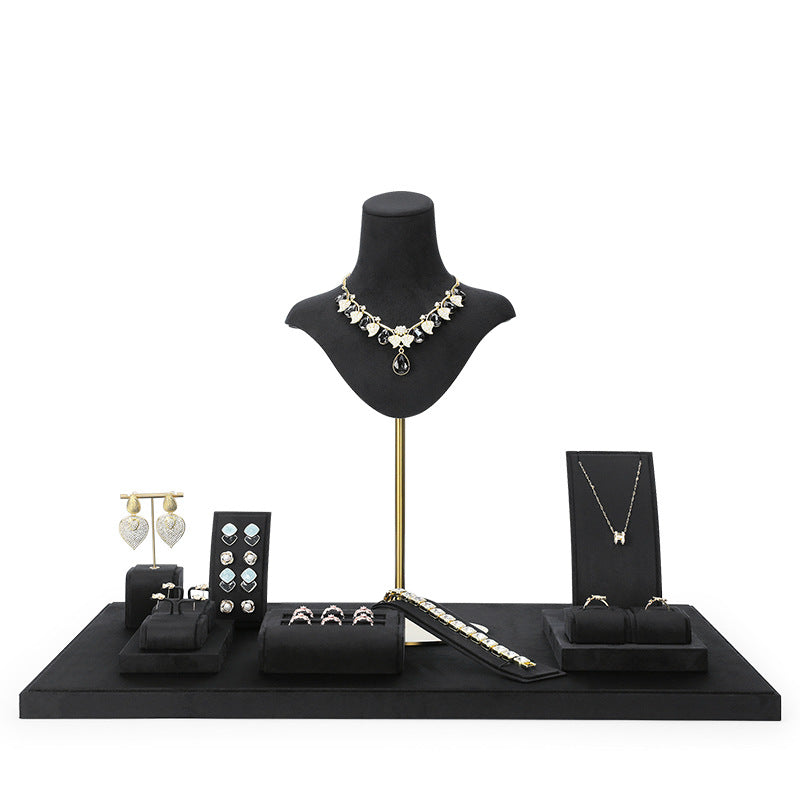 earring display - Black Velvet Display Stand Bust Earring C02663 front view