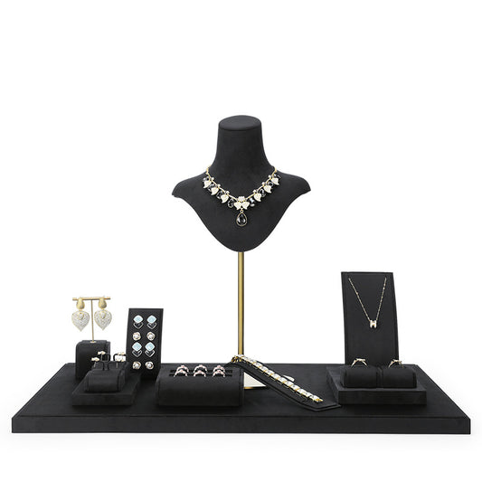 earring display - Black Velvet Display Stand Bust Earring C02663 front view