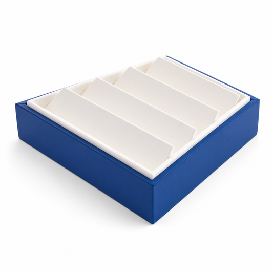 earring display - 12 Blue White Earring Tray Display T052 front view