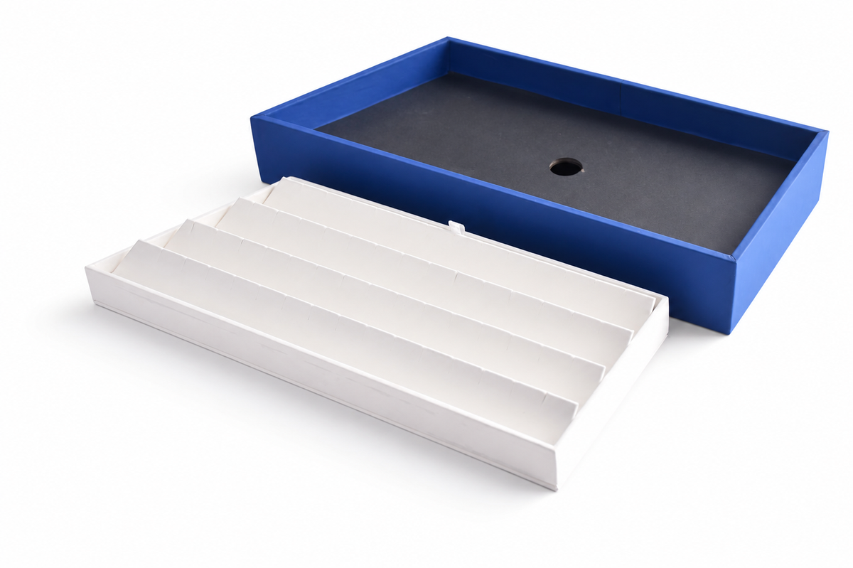 earring display - 28 Blue White Earring Tray Display T051 side view