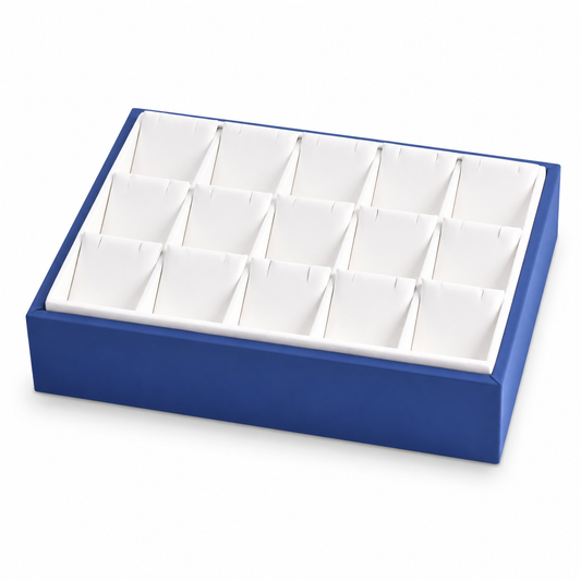 earring display - 3x5 Blue White Earring Display Tray T046E15-W front view