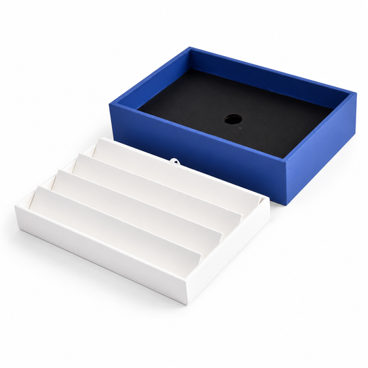 earring display - 20 Blue White Earring Display Tray T046E45-W open view
